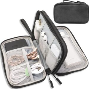 Electronics Accessories Organiser Bag, Waterproof Cable Organiser Bag, Travel Gadget Bag, Holiday Essentials for Men Women, 8.5 x 5 Inch, Black